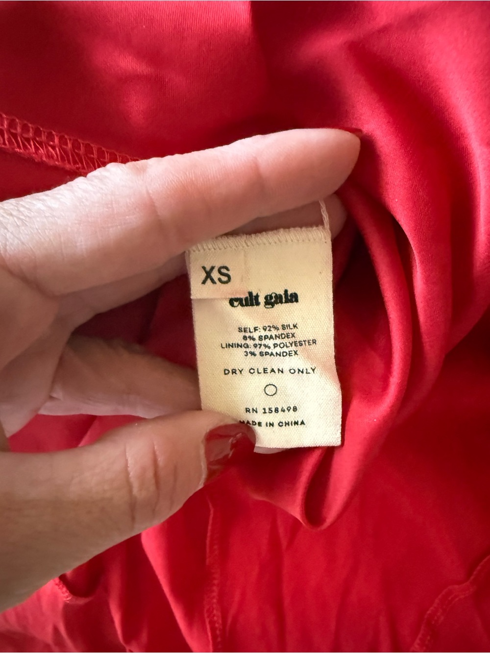cult gaia Red 100% silk Slip Gown with Diagonal Seam - Picture 5 of 5